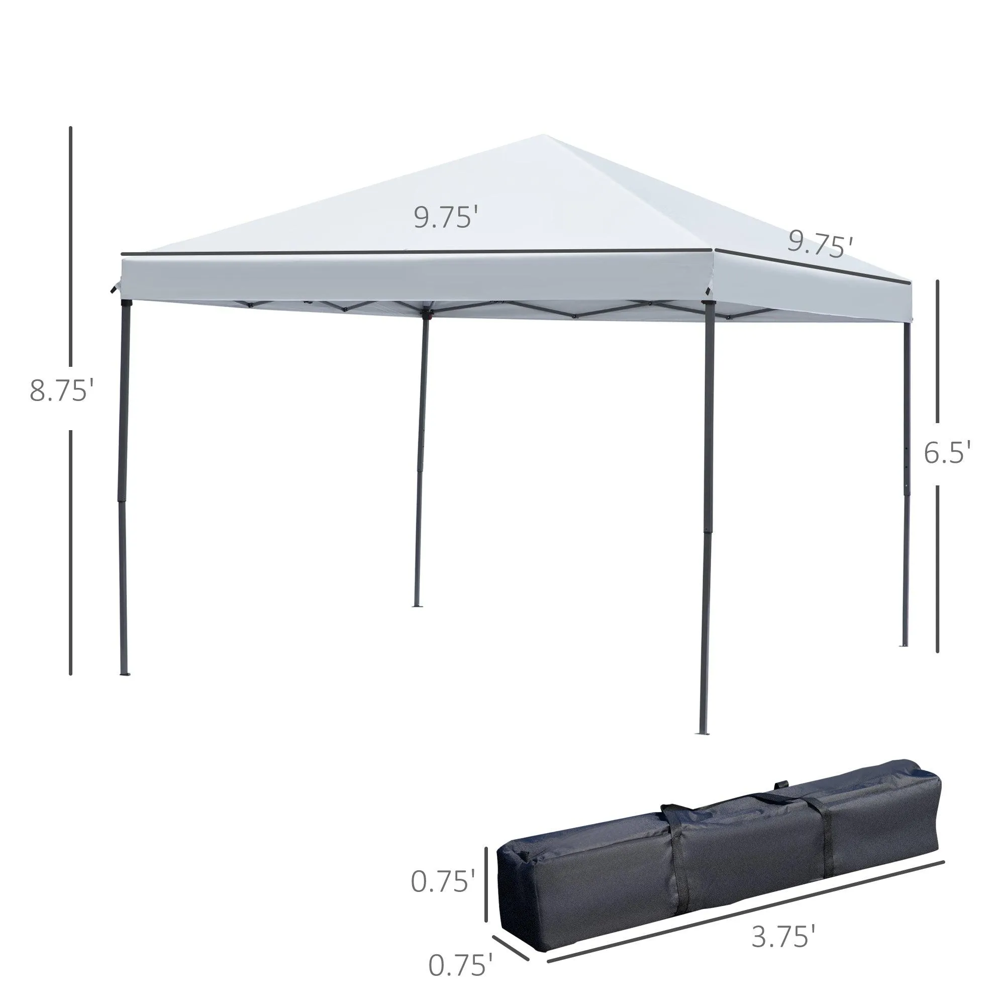 10' x 10' Pop Up Canopy Tent with Netting, Instant Gazebo, Carry Bag, Height Adjustable, Cream White