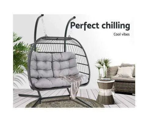 2-Person Wicker Hanging Swing Egg  Chair