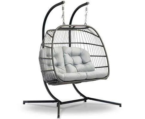 2-Person Wicker Hanging Swing Egg  Chair