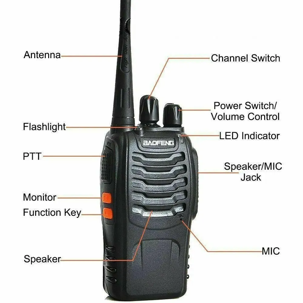 2023 Original 5/12W 2/4PCS Baofeng BF-888S Walkie Talkie UHF 400-470MHz BF 888S Cheap Two Way ham Radios Transceiver USB Plug