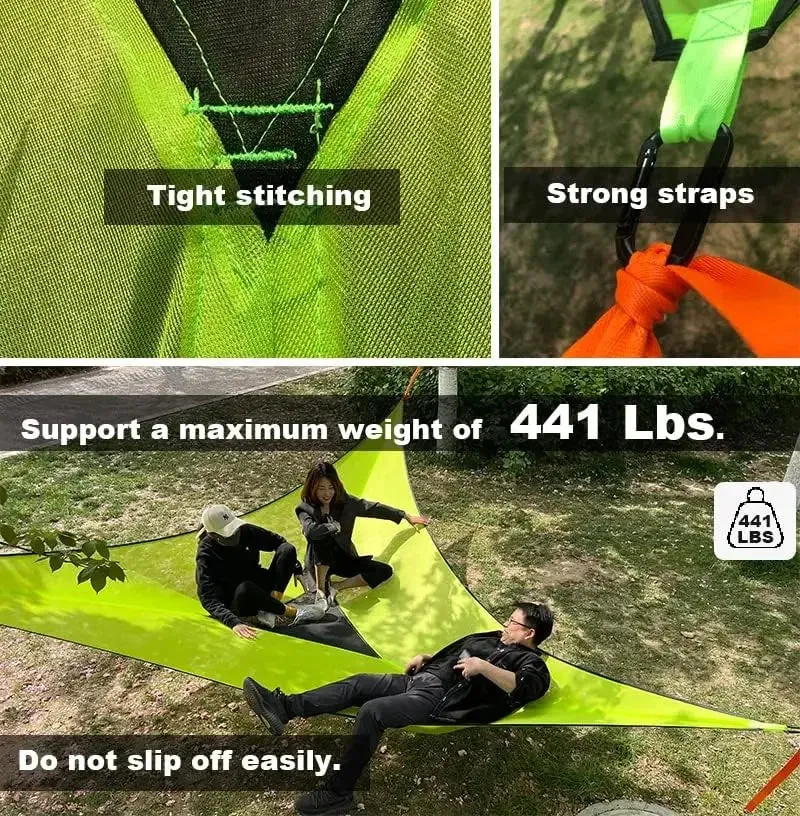 3 4 5 Person Triangle Hammock Portable Mesh Hanging Tree Tent Outdoor Camping Cycling Sleeping Bed Car Self Driving Beach Mat