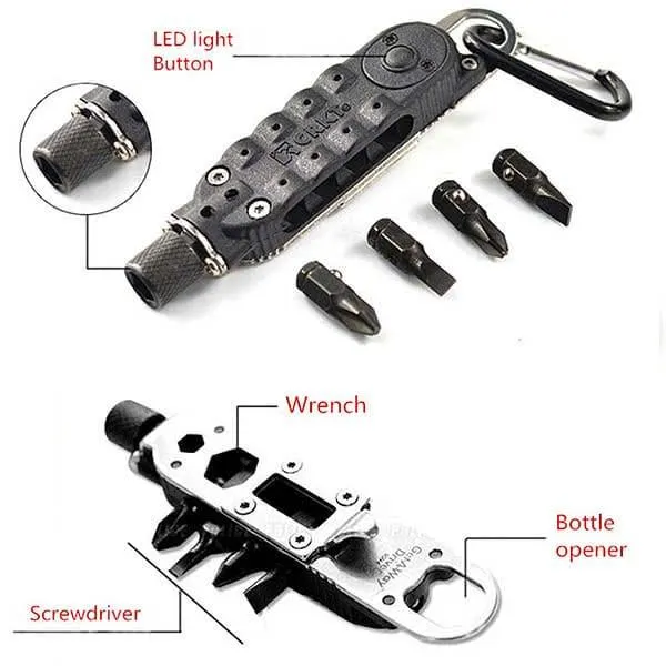 7-in-1 Multifunction Keychain Driver w/ Bottle Opener and Led