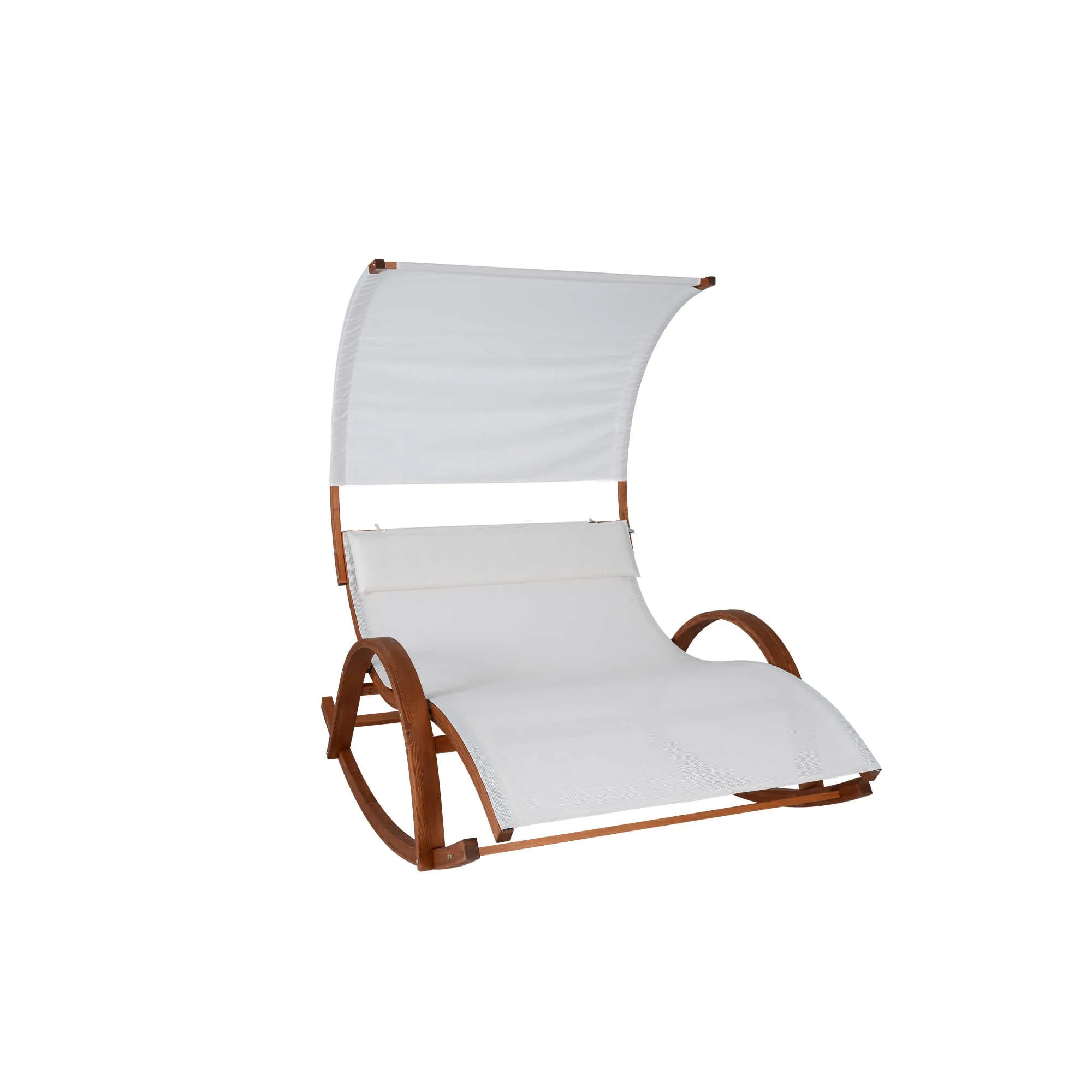 Bentwood Breeze Wood Frame Dual Rocking Lounger With Canopy