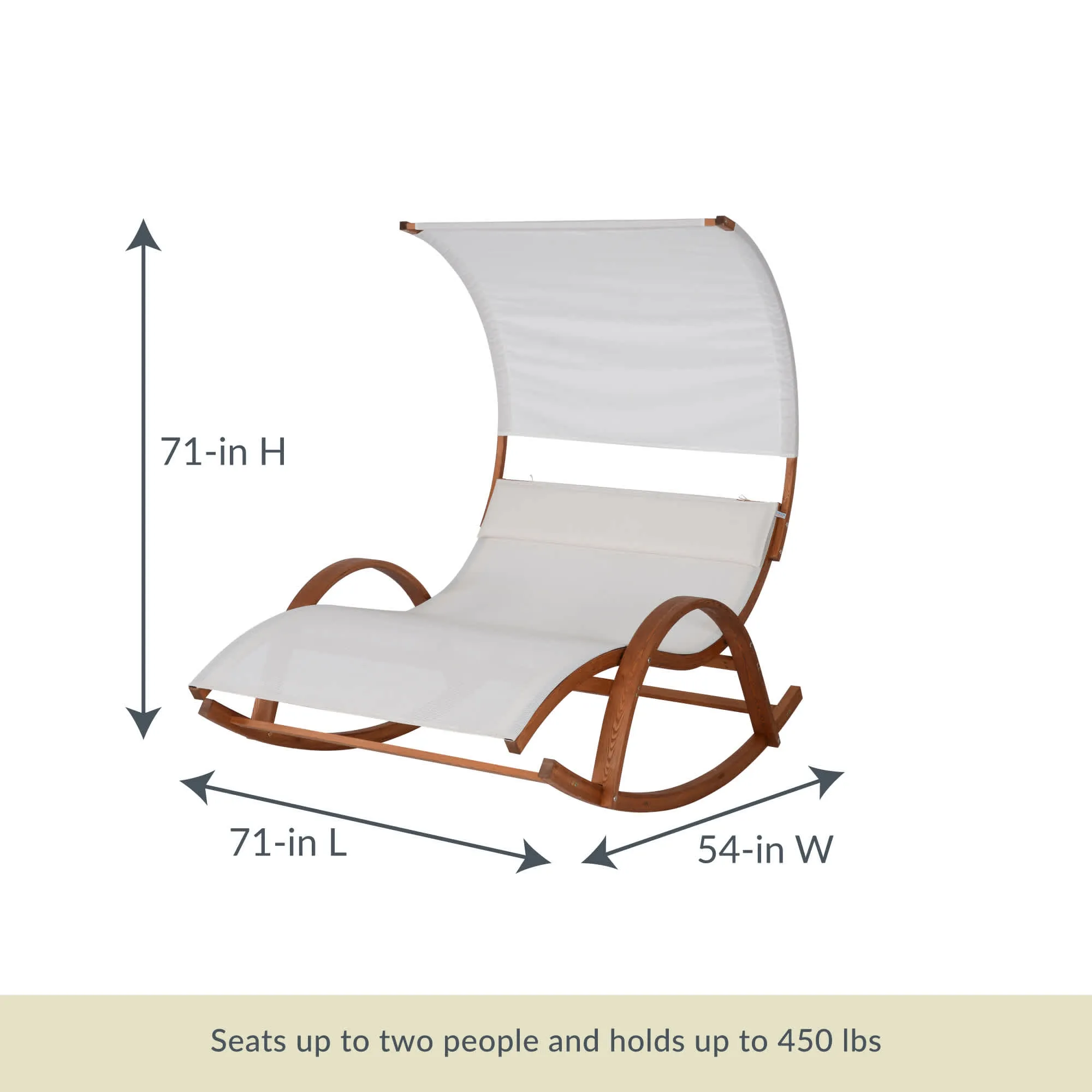 Bentwood Breeze Wood Frame Dual Rocking Lounger With Canopy