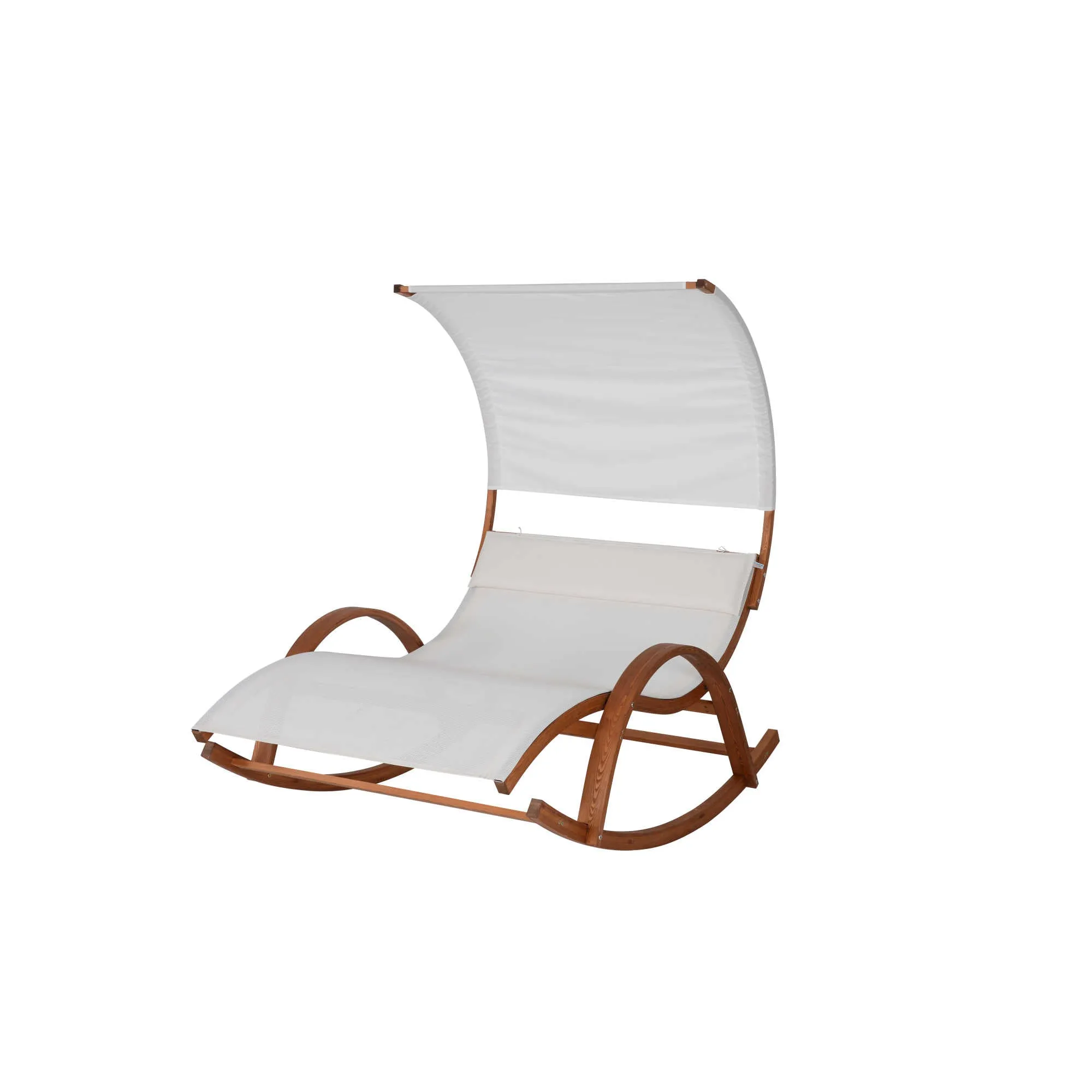 Bentwood Breeze Wood Frame Dual Rocking Lounger With Canopy