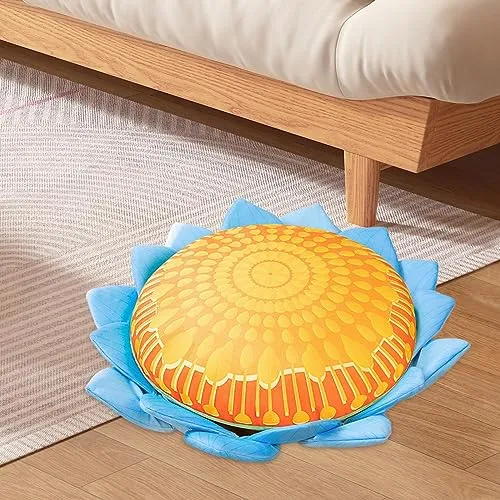 CALANDIS® Floor Pillow Patio Flower Shaped Tatami Cushion for Living Room Dorm 45Cm Buddha Blue Flower | 1 Cushion Pillow