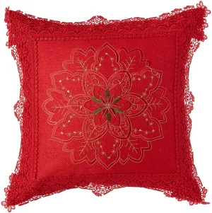 Christmas Braided Holly Lace Pattern Decorative Accent Throw Pillow