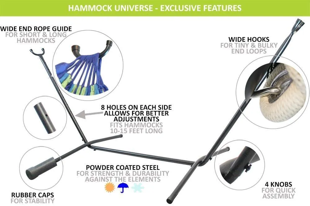 Colombian Double Hammock with Universal Hammock Stand