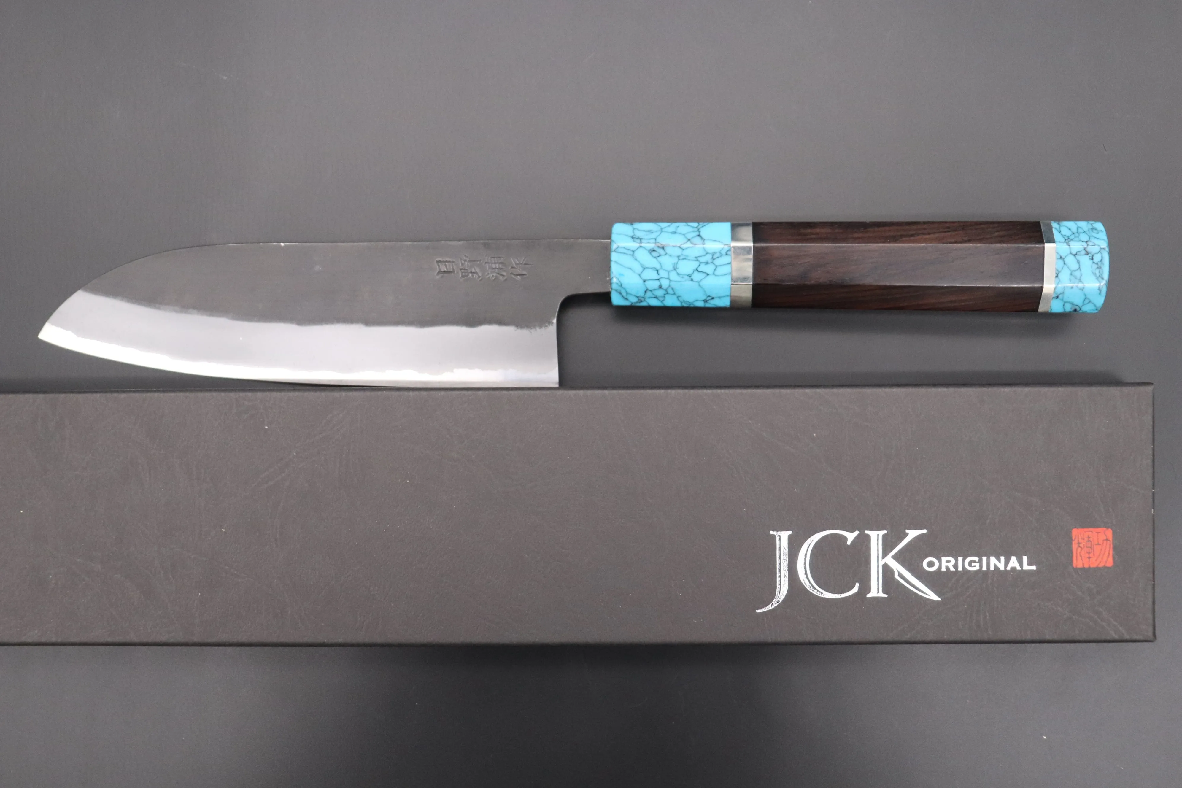 Custom Limited Edition, Hinoura White Steel No.1 Kurouchi Series HS1-4SP1 Wa Santoku 165mm (6.4 Inch)