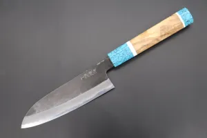 Custom Limited Edition, Hinoura White Steel No.1 Kurouchi Series HS1-4SP12 Wa Santoku 165mm (6.4 Inch)