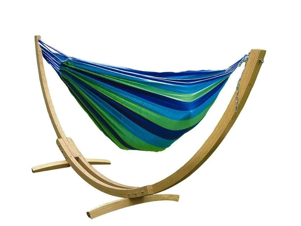 Deluxe Brazilian Style Double Hammock with Bamboo Stand