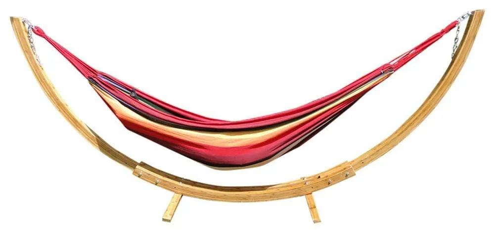 Deluxe Brazilian Style Double Hammock with Bamboo Stand