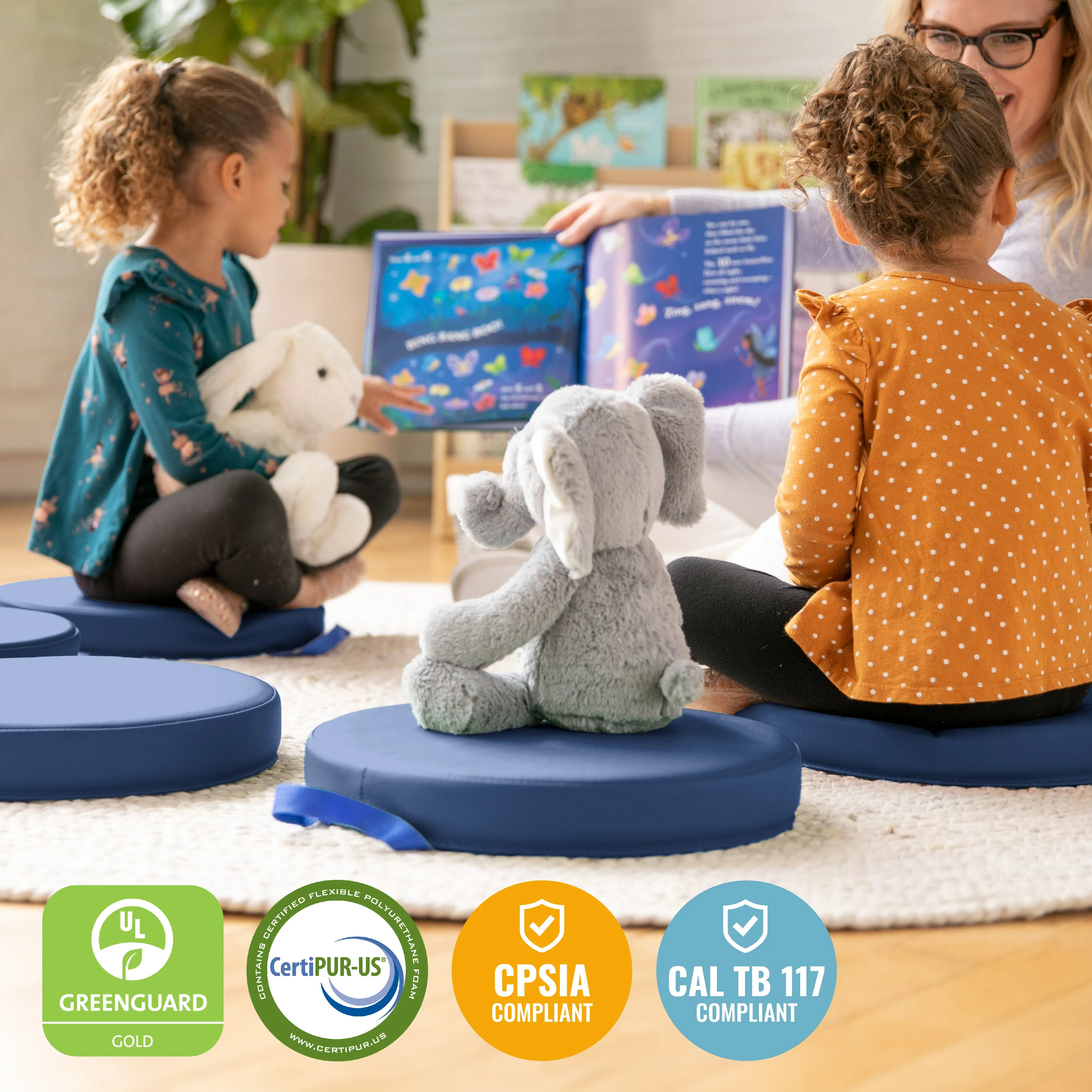 Floor Cushions, Round, Flexible Seating, 6-Piece