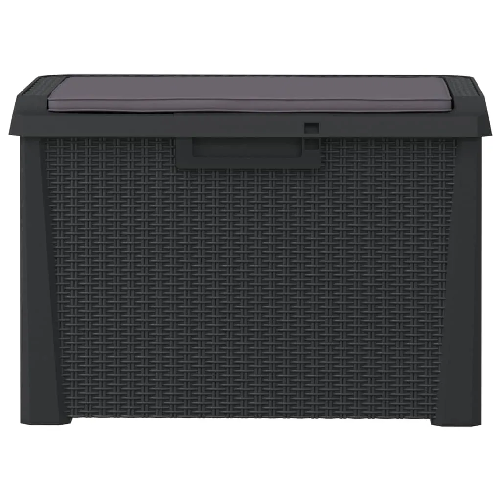 Garden Storage Box with Seat Cushion Anthracite 125 L PP