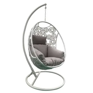 Havana Hanging Egg Chair in White with Stand