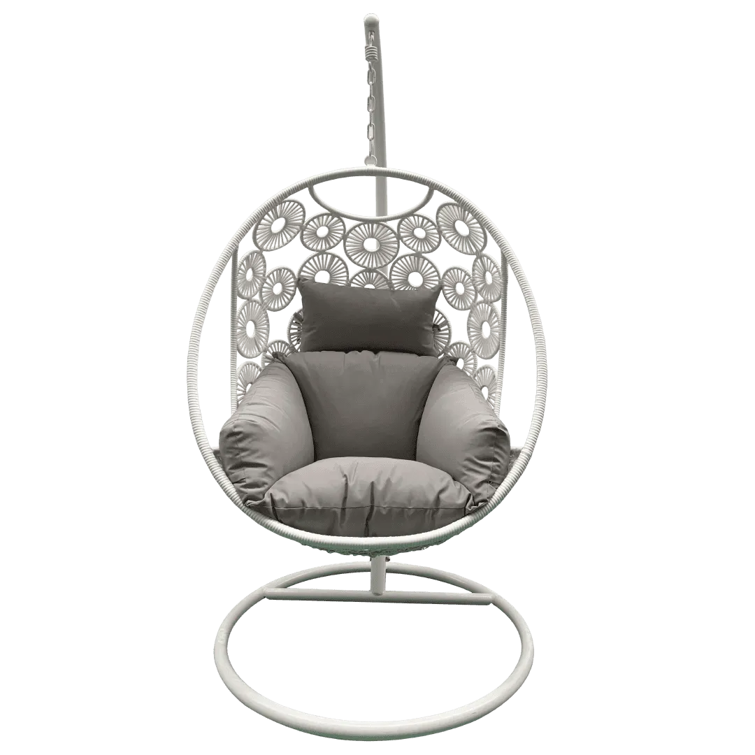 Havana Hanging Egg Chair in White with Stand