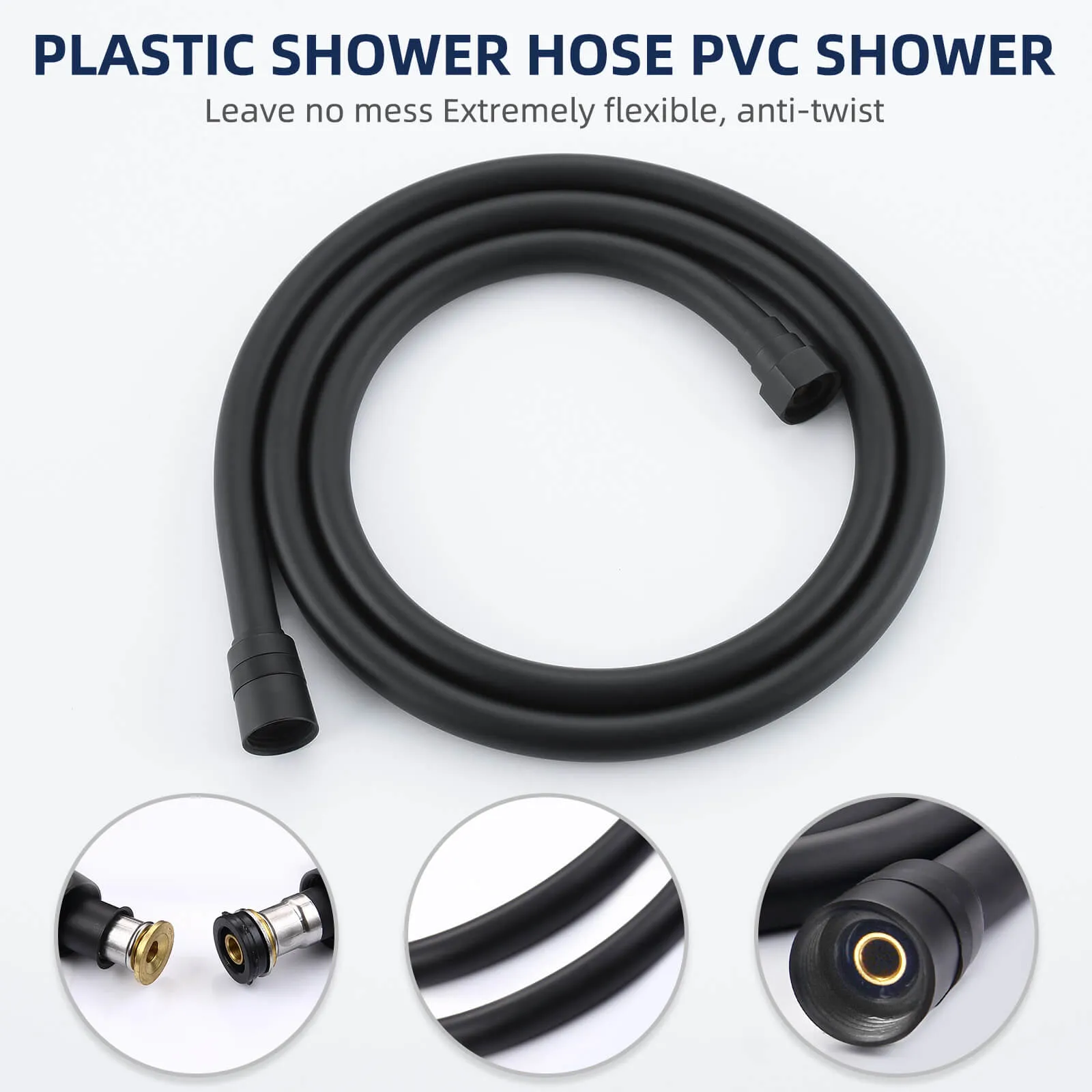 Homelody black shower system with LED temperature display. Adjustable shower rod with shelf