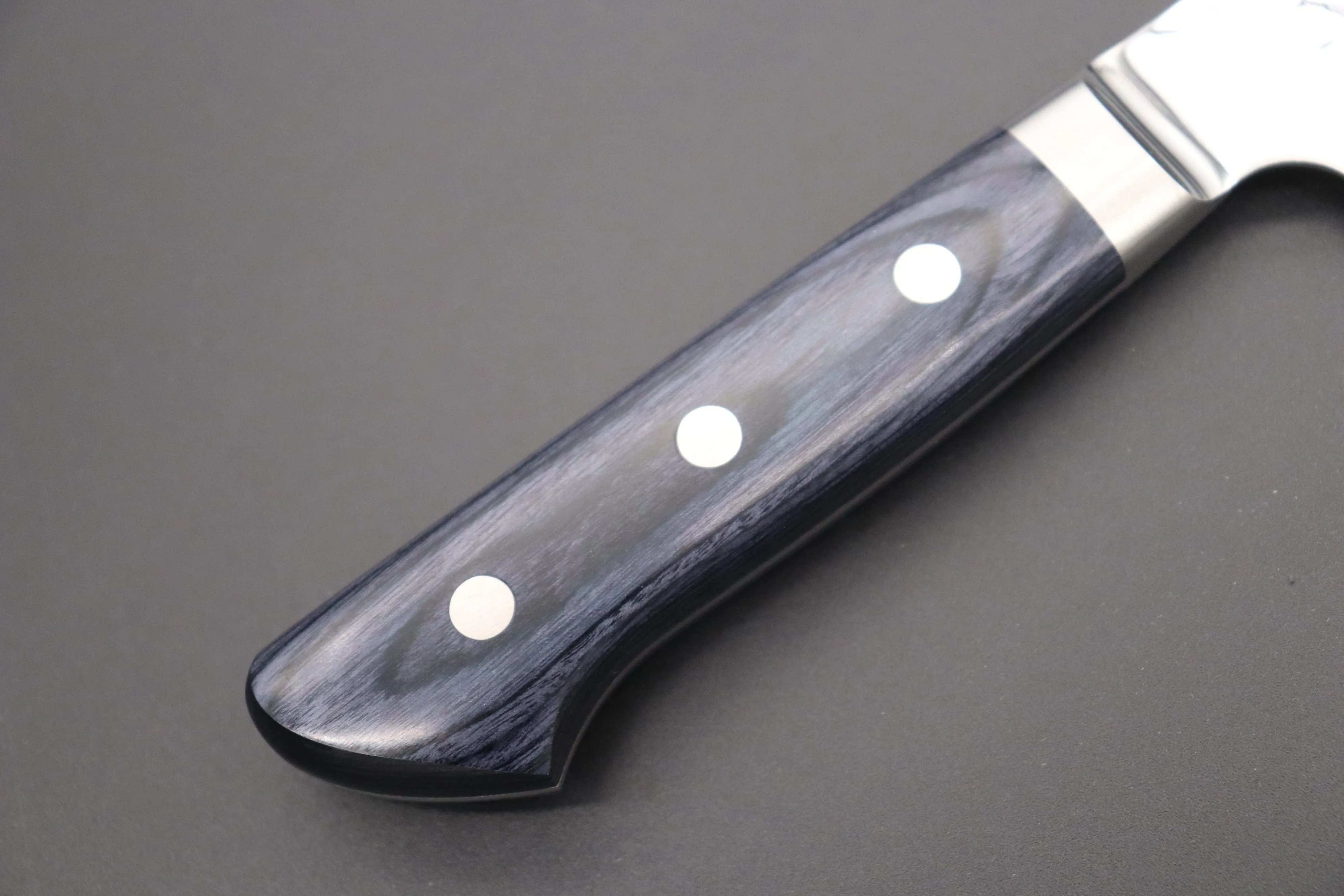 JCK Natures 青雲 Blue Clouds Series BCP-2 AUS10 Tsuchime Hammered Bunka (Kiritsuke) 190mm (7.4 inch, Royal Blue-Purple Pakka Wood Handle)