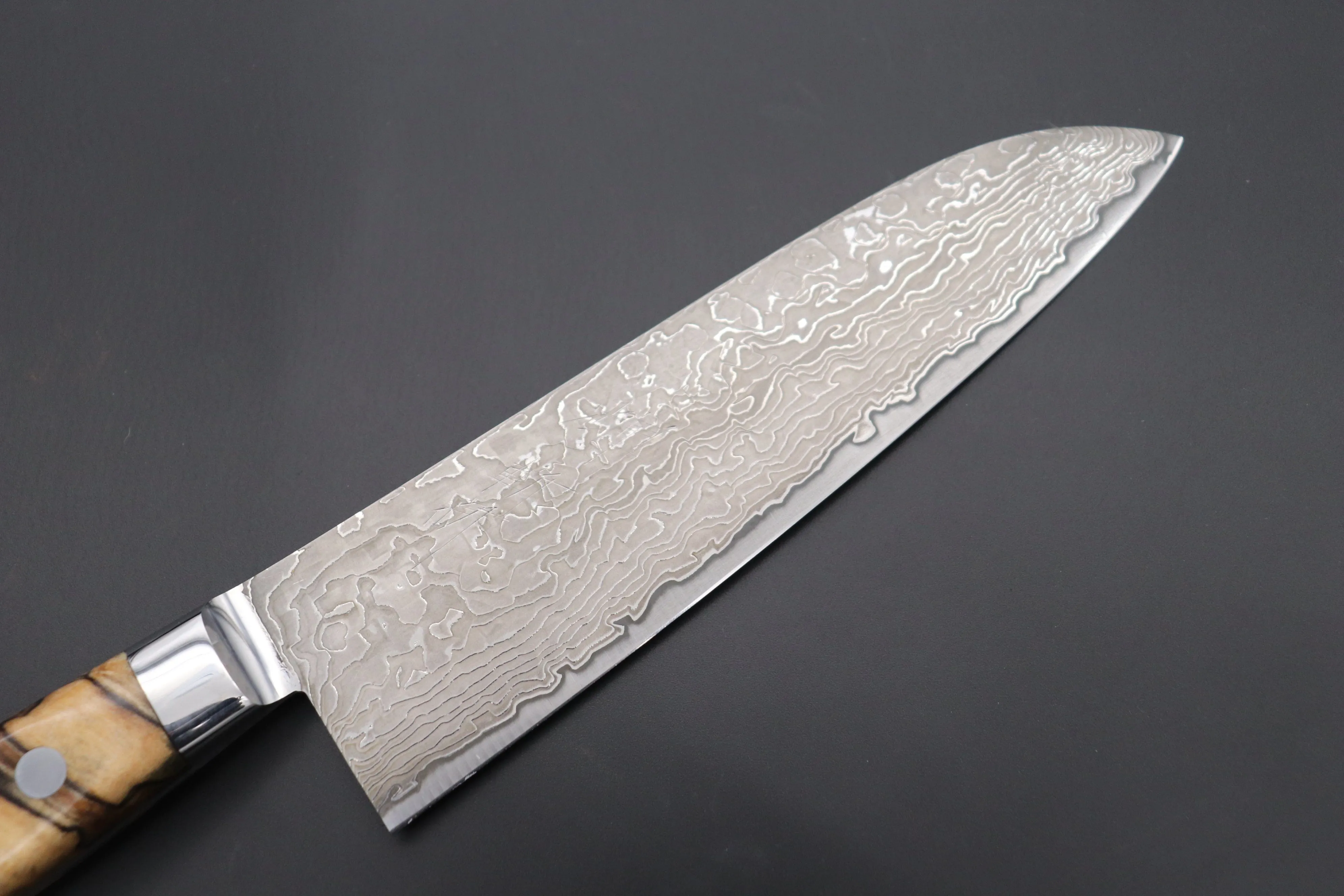 JCK Original Kagayaki NOVEL- Limited Edition Custom R-2 Damascus Series KNLTD-125 Santoku 175mm (6.8 inch, Forged Blade)