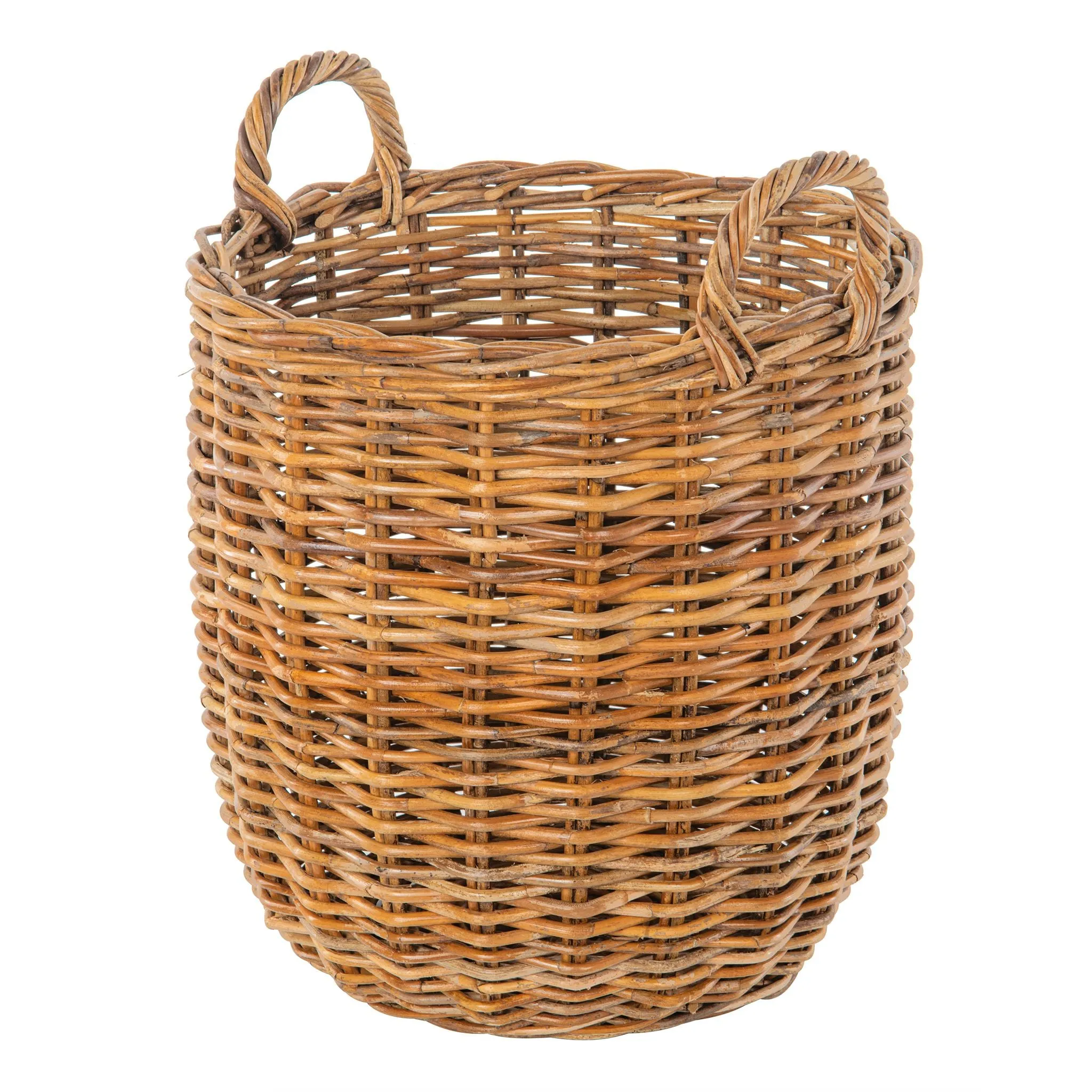 Lacak Round Rattan Decorative Storage Basket with Handles