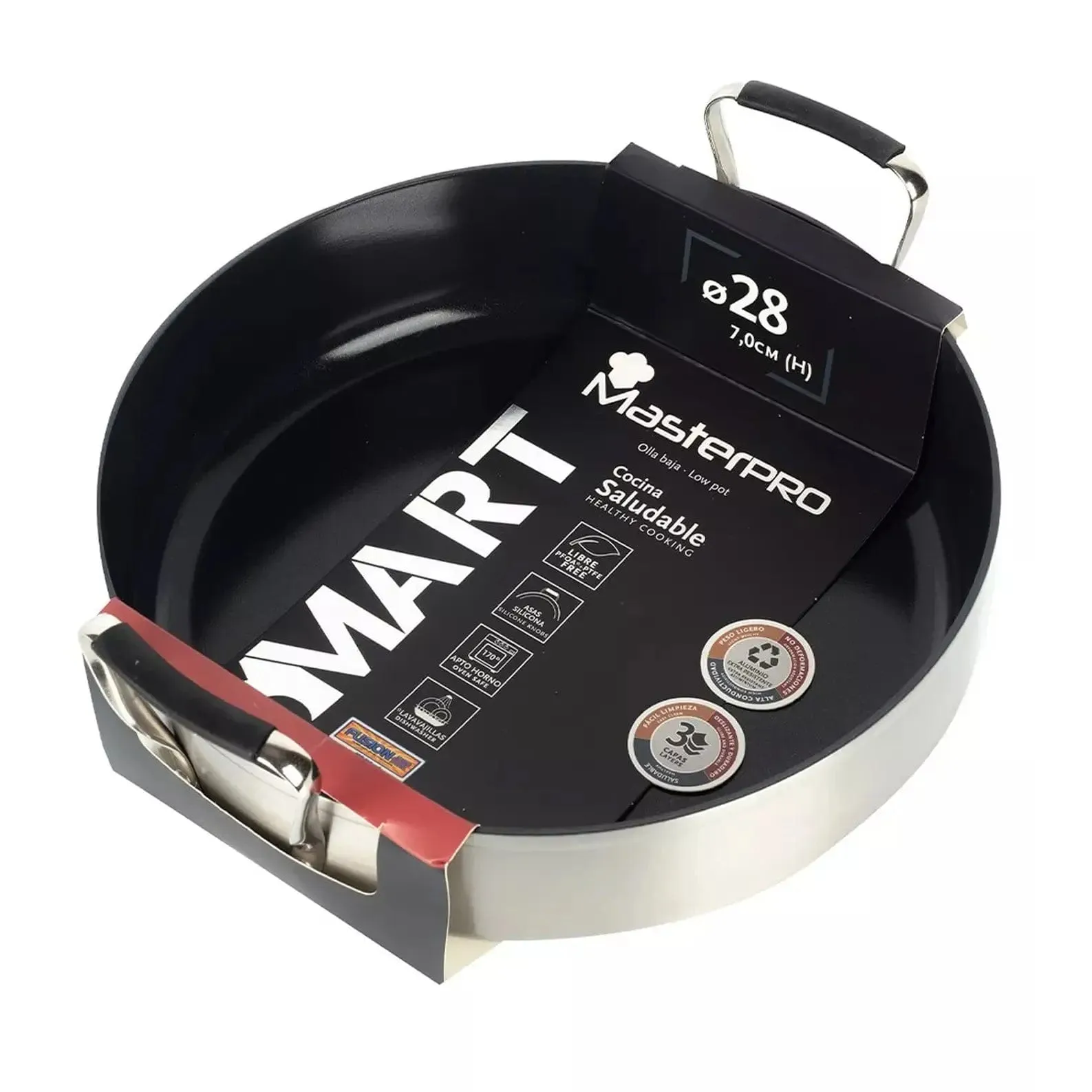 MasterPro Smart Shallow Pot Forged Aluminium Non-Stick 28cm