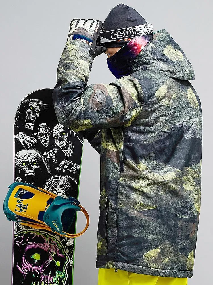 Men's Colorful Printed Windproof Snowboard Jacket Ski Down Jackets