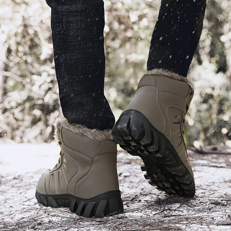 Men's Snow Boots Outdoor Warm Winter Boots Non-Slip Casual Snow Boot Windproof Lace-ups