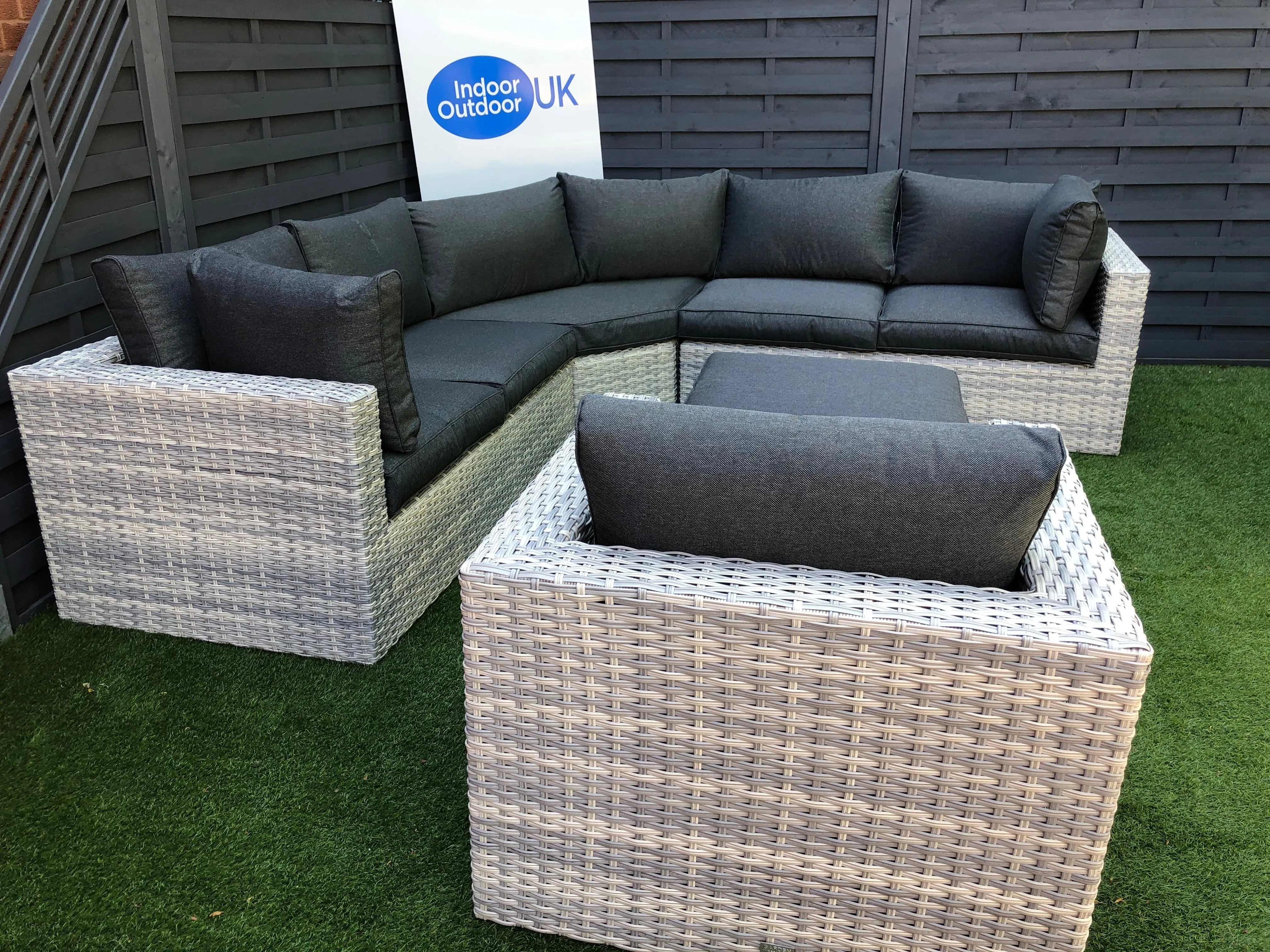 Milan Rattan- Corner Lounge- L Shape Set- With or Without Matching Chair- Cloudy Grey