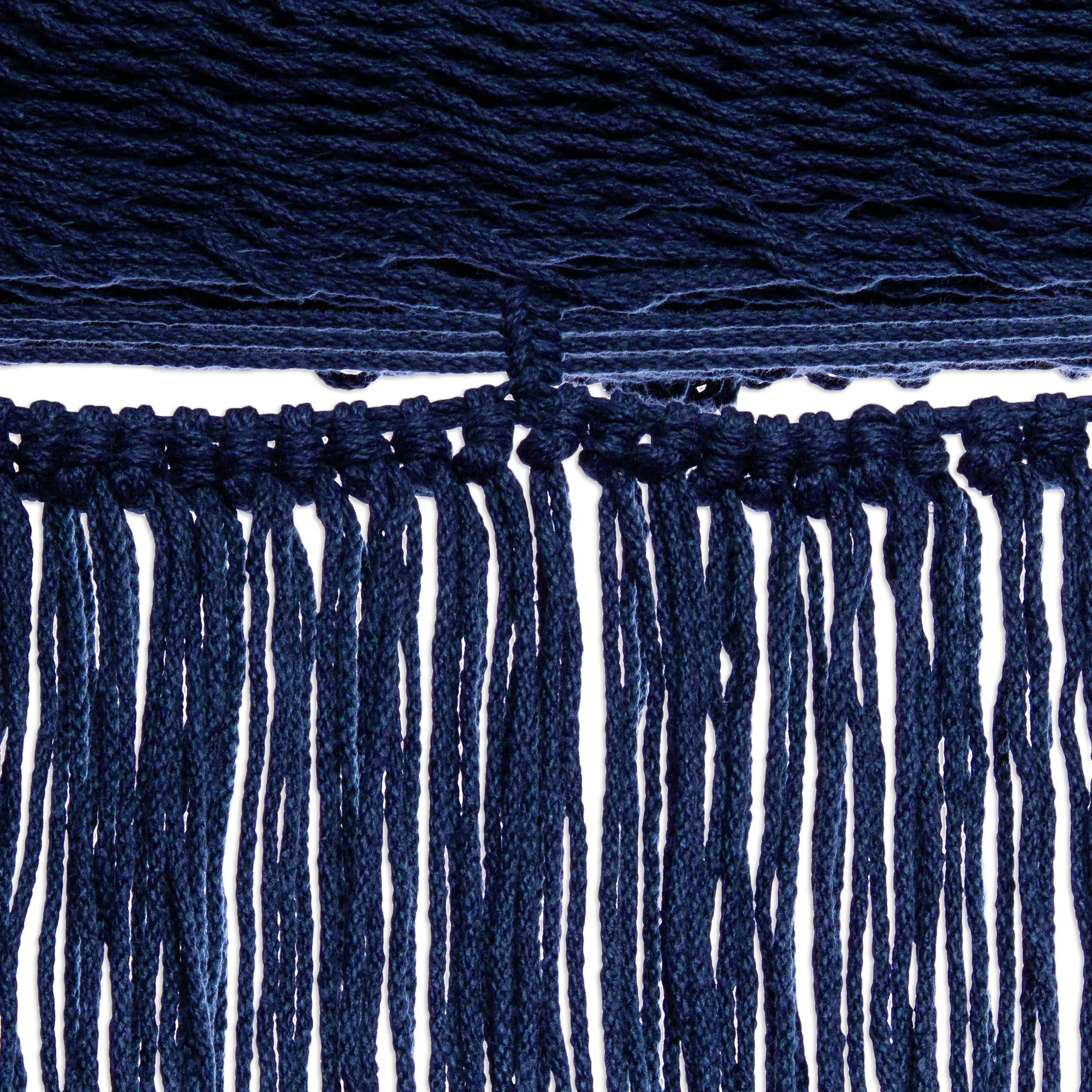 Navy Blue Cascade Fringed Navy Blue Cotton Hammock from Mexico (Triple)