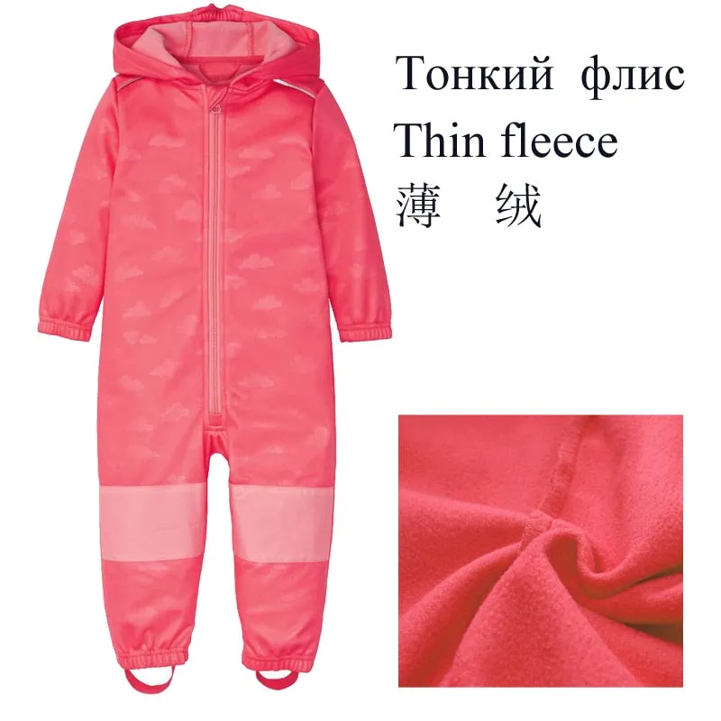 New 2–10-year-old children's outdoor coveralls, windproof and rainproof jumpsuits, soft shell jackets for Kids