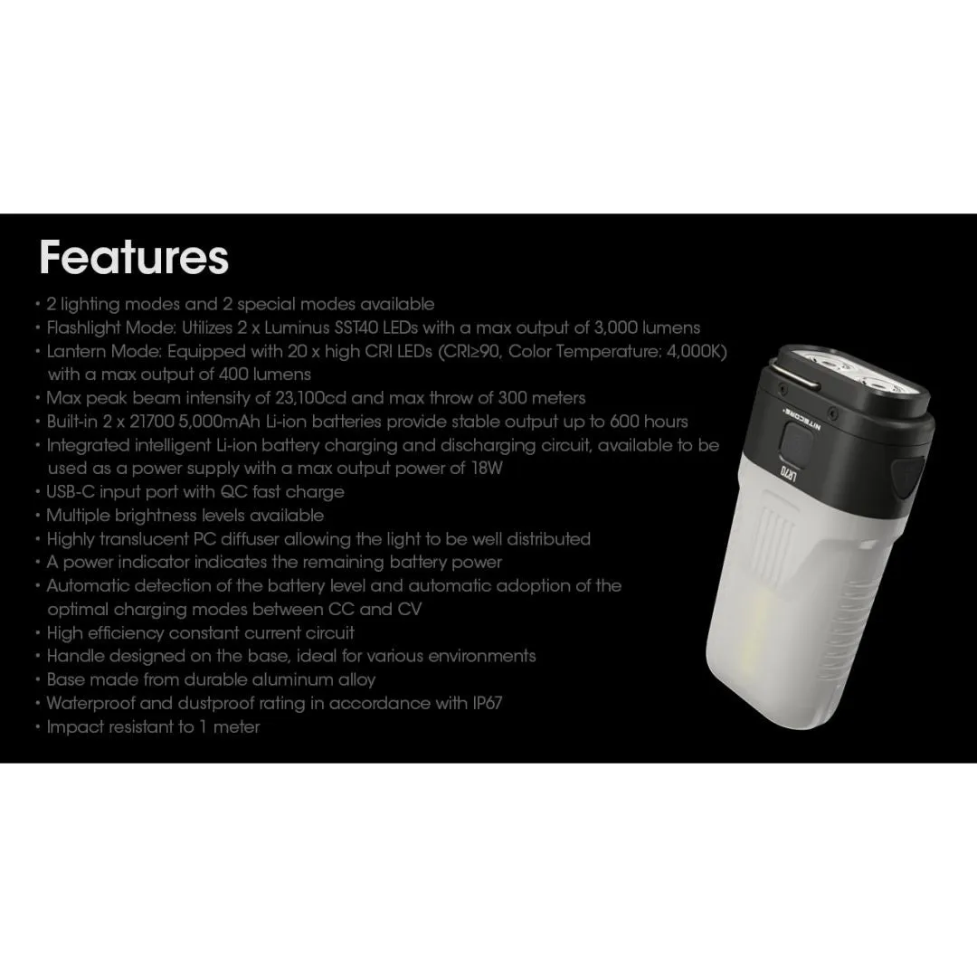 Nitecore LR70 3-in-1 Rechargeable Lantern Flashlight 三合一營燈連移動電源