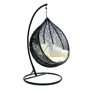 Outdoor Wicker Hanging Egg Chair with Stand