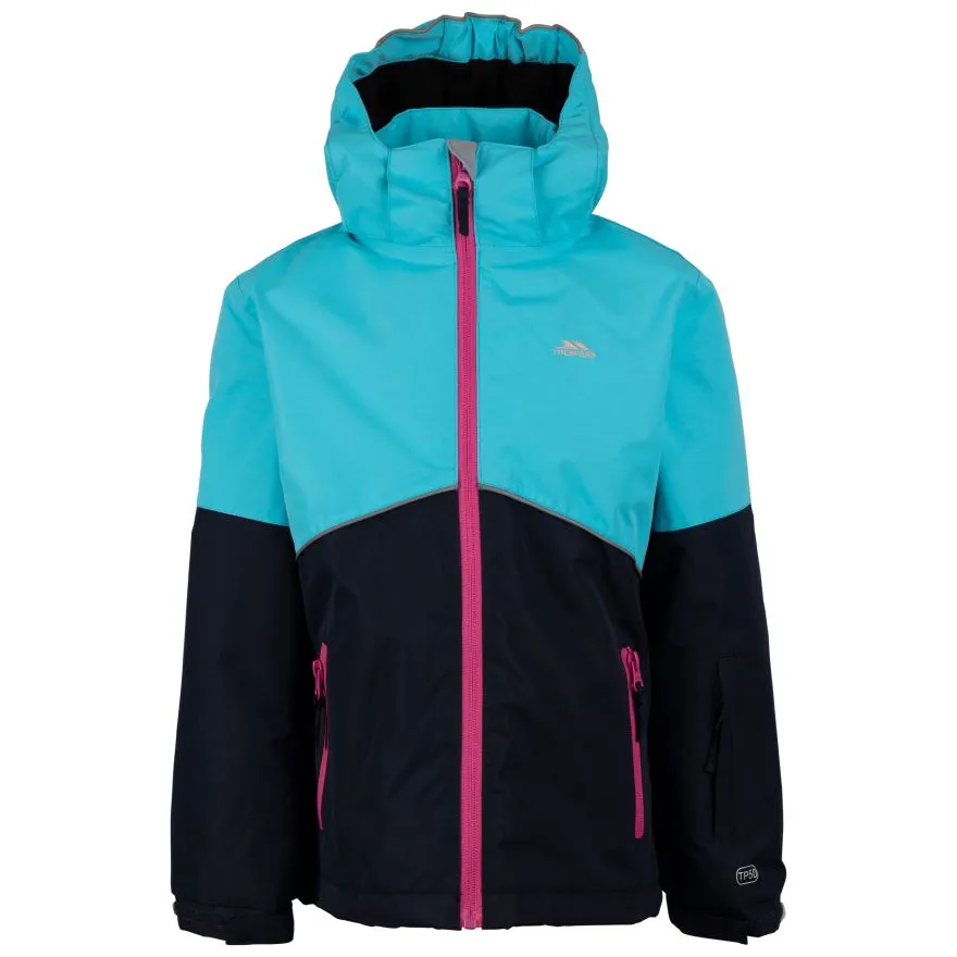 Precision Girls Padded Waterproof Ski Jacket in Spa Blue