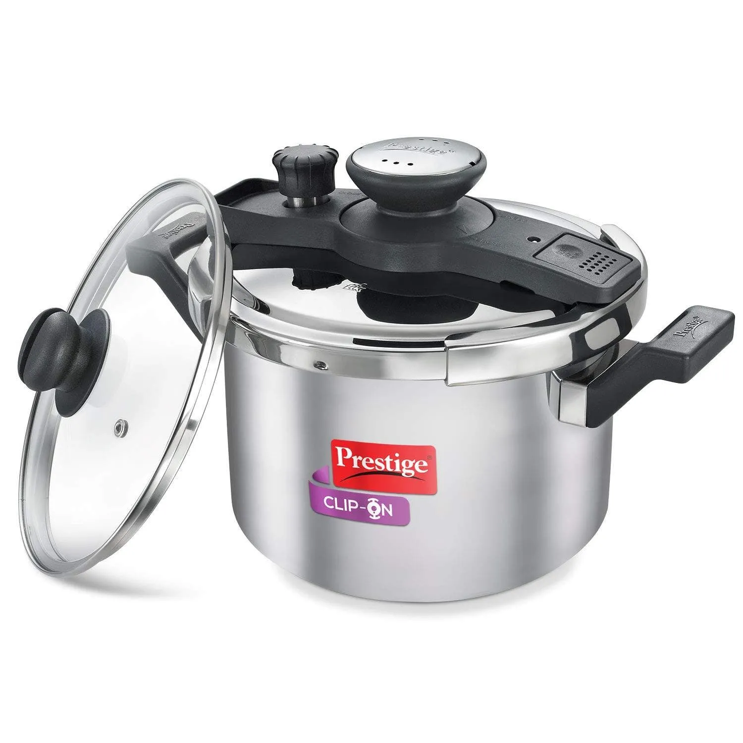 Prestige Clip On Stainless Steel Pressure Cooker with Glass Lid