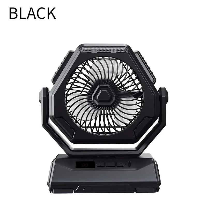 Rechargeable Camping Light With Fan, 6000mAh Outdoor Camping Tent Lantern, Portable Lighting With Shaking Fan for Picnic Travel