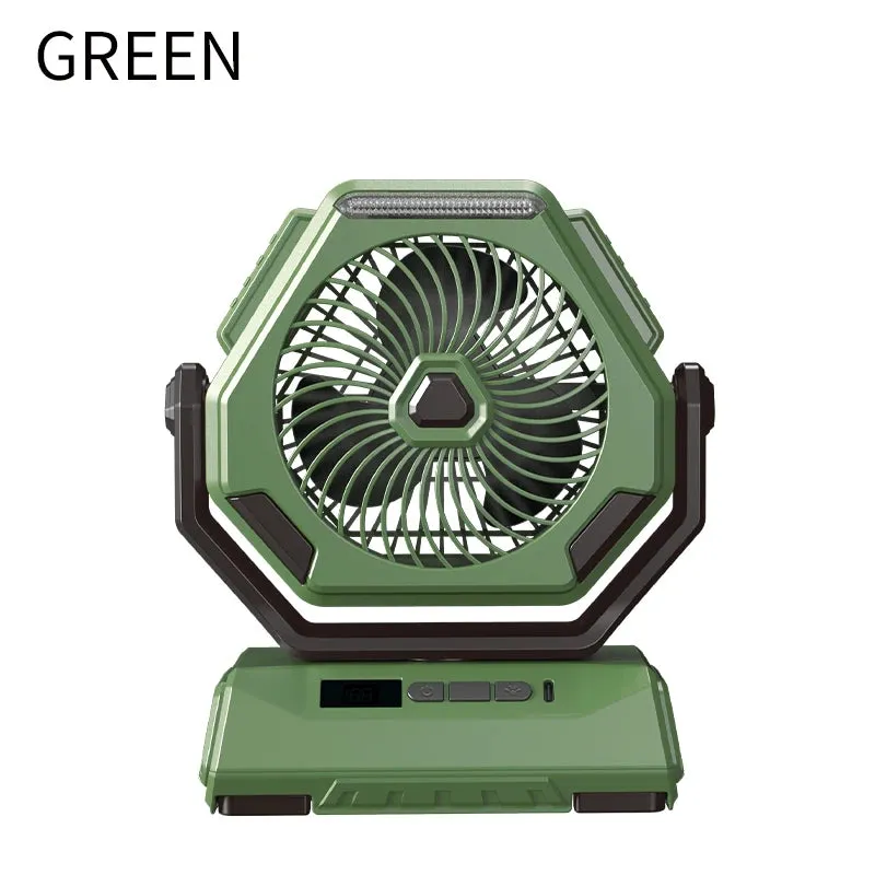 Rechargeable Camping Light With Fan, 6000mAh Outdoor Camping Tent Lantern, Portable Lighting With Shaking Fan for Picnic Travel