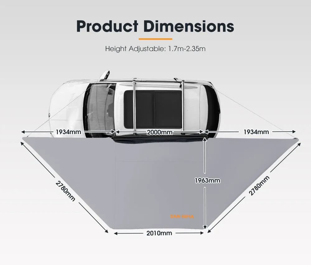 San Hima 180 Degree Free-Standing Awning 600D Double-Ripstop Oxford UPF50  4X4