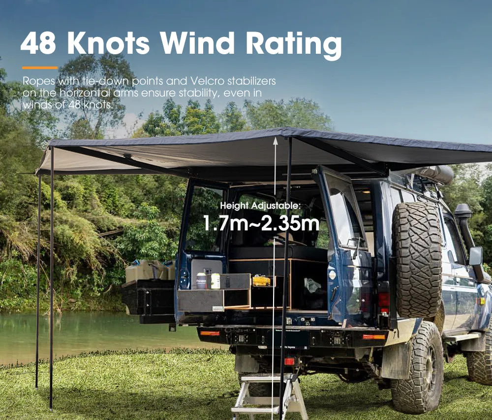 San Hima 180 Degree Free-Standing Awning 600D Double-Ripstop Oxford UPF50  4X4