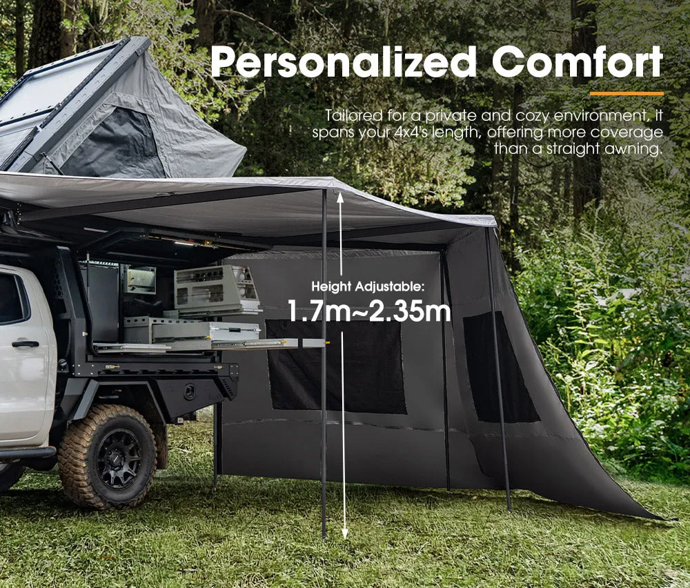 San Hima 270 Degree Awning With Side Wall Free-Standing Car Camping Sunshade