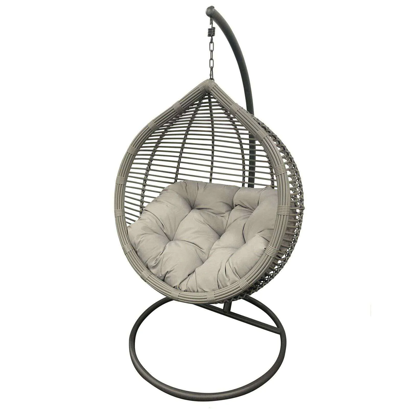 Skylar Outdoor Hanging Egg Chair in Slate Grey with Stand