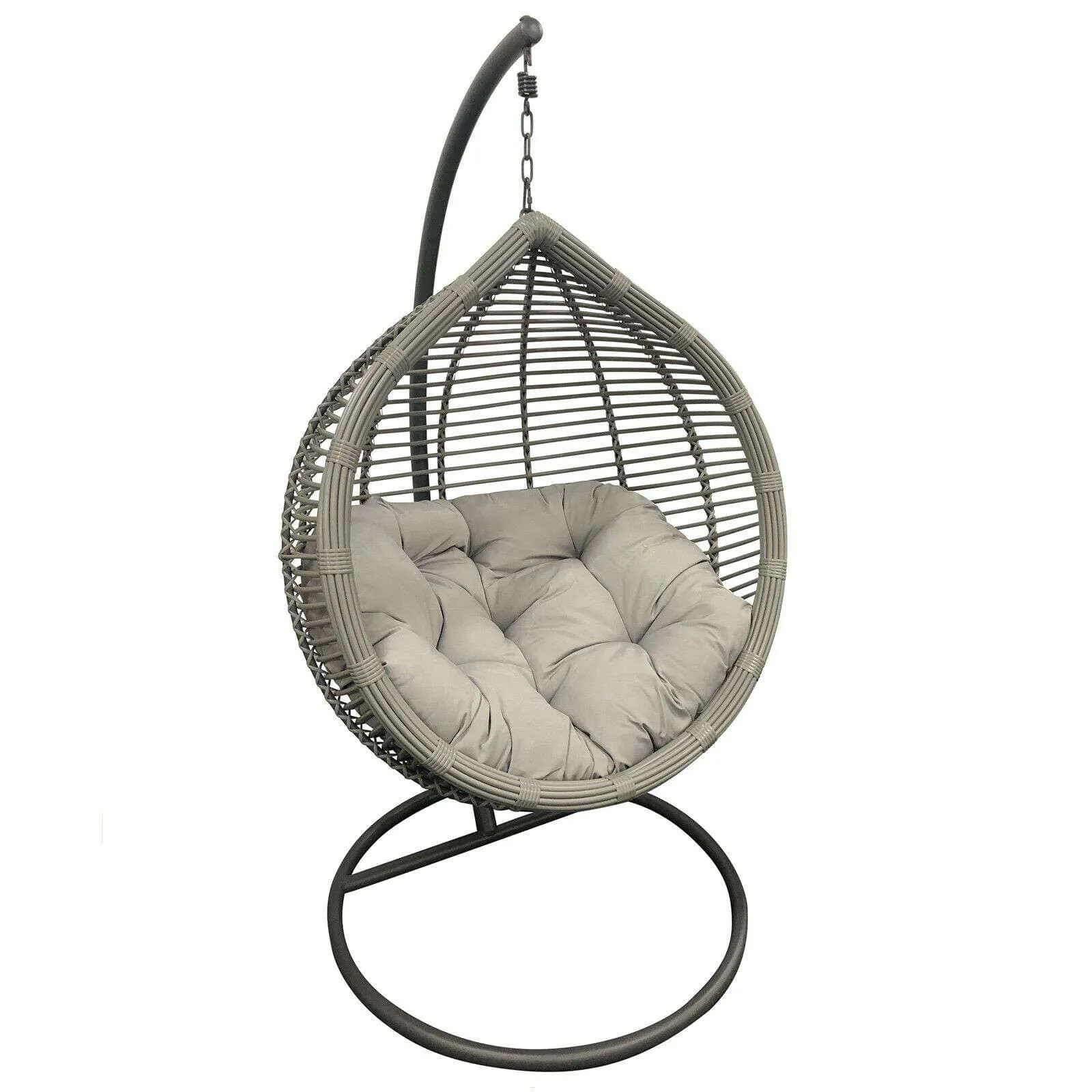 Skylar Outdoor Hanging Egg Chair in Slate Grey with Stand