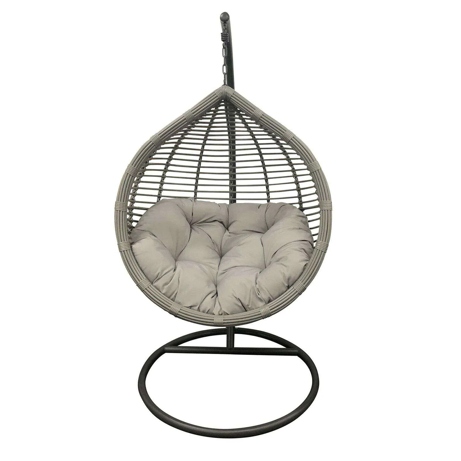 Skylar Outdoor Hanging Egg Chair in Slate Grey with Stand