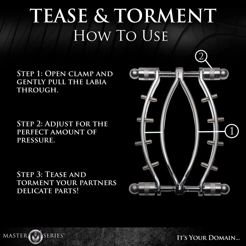 Spread Em Stainless Steel Poker Labia Clamp with Adjustable Pressure Screws