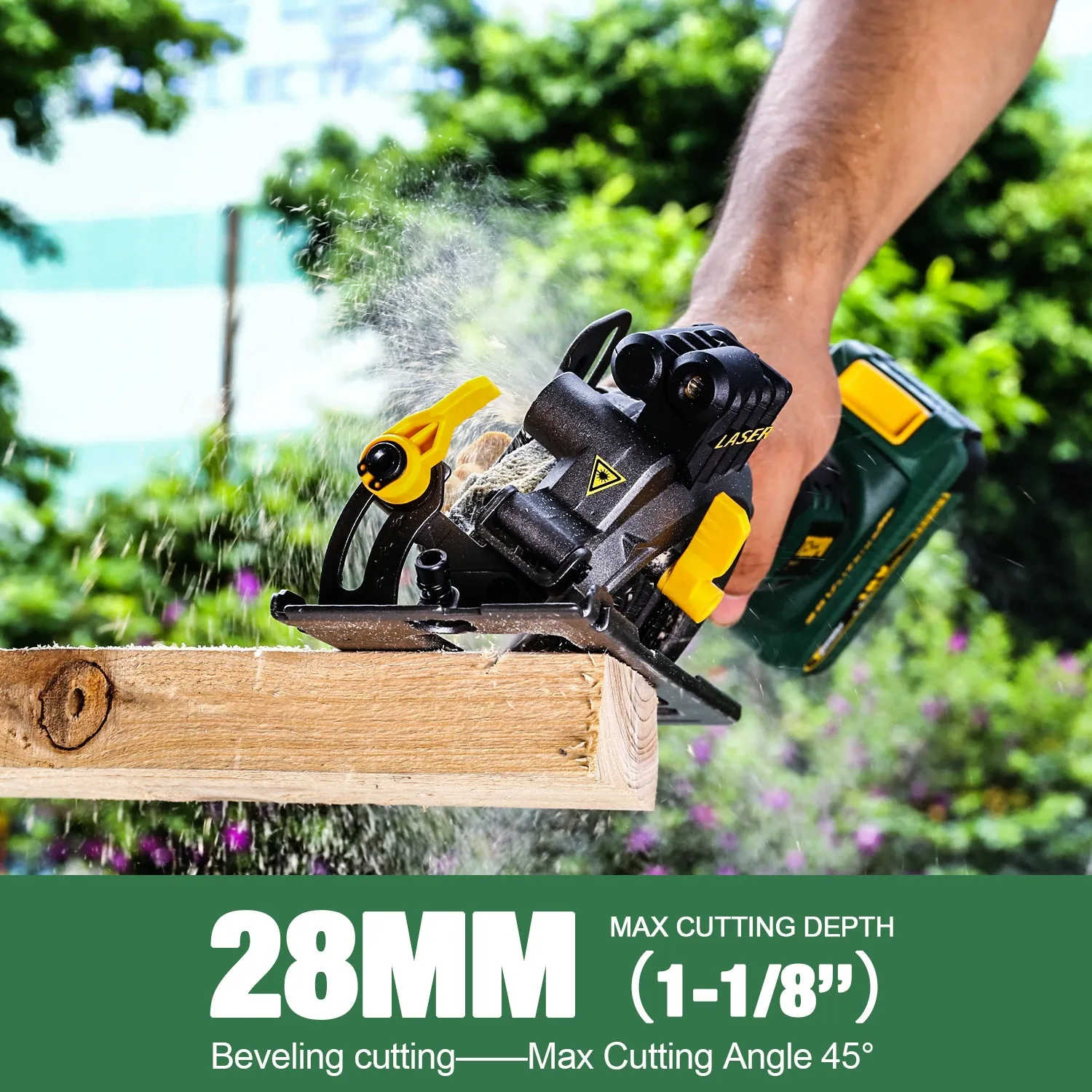 TECCPO Cordless Circular Saw 20V 4-1/2" 4500RPM Compact Circular Saw with Laser, 4.0AH Lithium-Lon Battery, 2 Saw Blades, Ideal for Wood, Soft Metal,  Plastic Cuts - TDMS22P