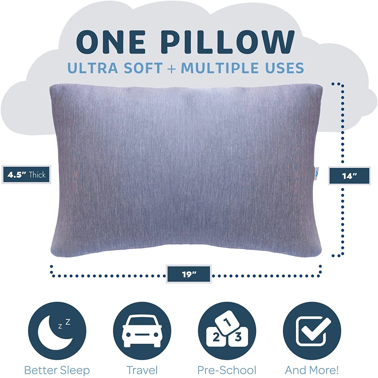 Toddler Pillows with Cooling Feature Machine Washable Cover