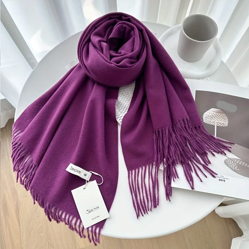 Women's Versatile Solid Color Coldproof And Windproof Warm Scarf, Soft Comfortable Outdoor Travel Scarf